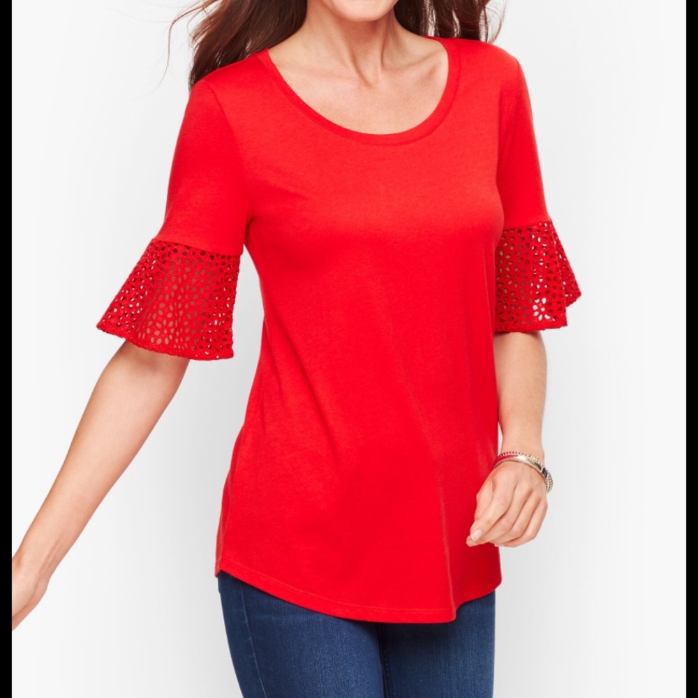 Talbots eyelet cuff tee